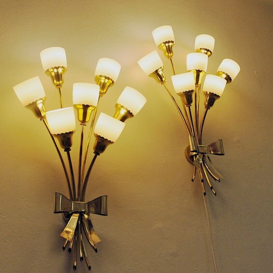 Image 1 of Pair of vintage brass sconces, Denmark 1940