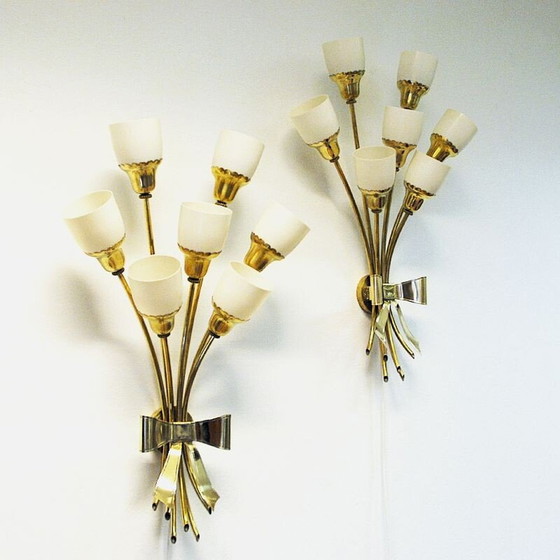 Image 1 of Pair of vintage brass sconces, Denmark 1940