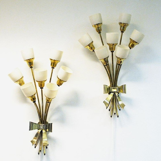 Image 1 of Pair of vintage brass sconces, Denmark 1940