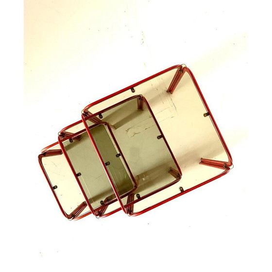 Image 1 of Vintage nesting tables in iron and smoked glass, Italy 1970