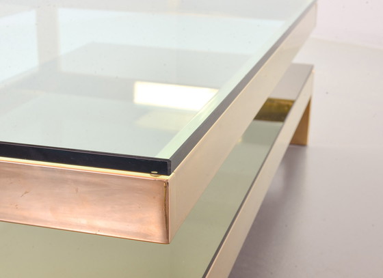 Image 1 of Belgo-Chrom Architectural G-Table 23-Carat Goldplated with Glass Tops. Belgium, 1970s.