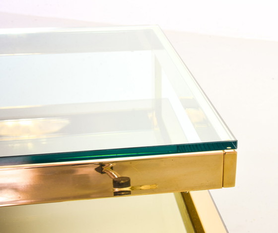 Image 1 of Belgo-Chrom Architectural G-Table 23-Carat Goldplated with Glass Tops. Belgium, 1970s.