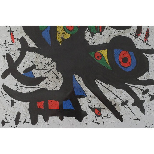 Vintage painting by Joan Miró, 1971