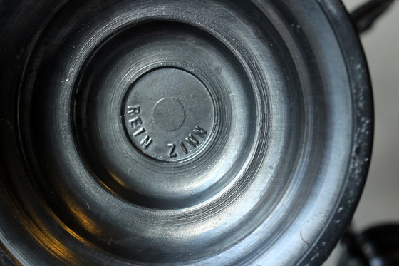 Image 1 of Lourd candélabre haut en étain, chandelier à 5 branches - Vintage