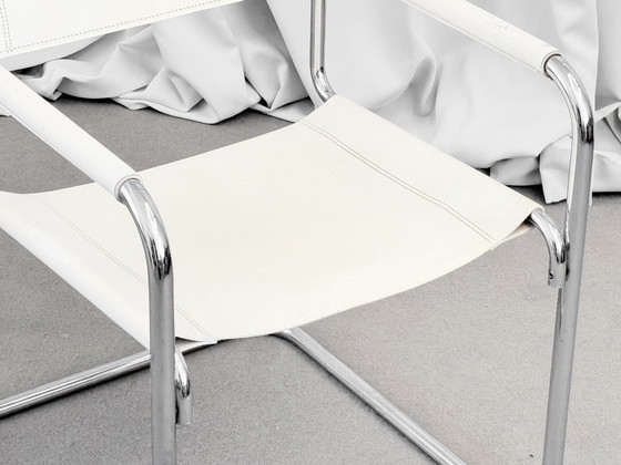 Image 1 of 1/5 Thonet S34 cuir chaise cantilever fauteuil Bauhaus blanc