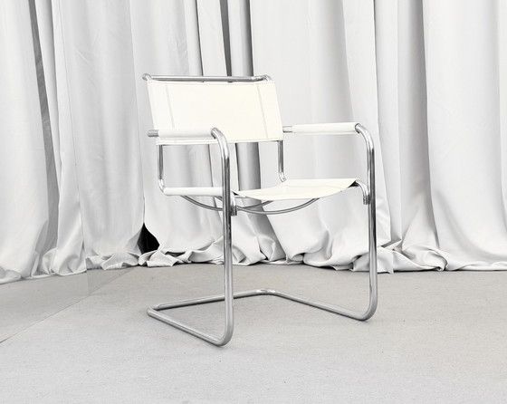 Image 1 of 1/5 Thonet S34 leather cantilever chair Bauhaus chair white