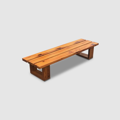 Modernist Pine Slatted Bench By Ate Van Apeldoorn For Houtwerk Hattem 1970S