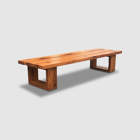 Image 1 of Modernist Pine Slatted Bench By Ate Van Apeldoorn For Houtwerk Hattem 1970S