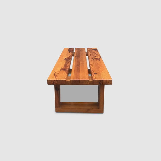 Image 1 of Modernist Pine Slatted Bench By Ate Van Apeldoorn For Houtwerk Hattem 1970S