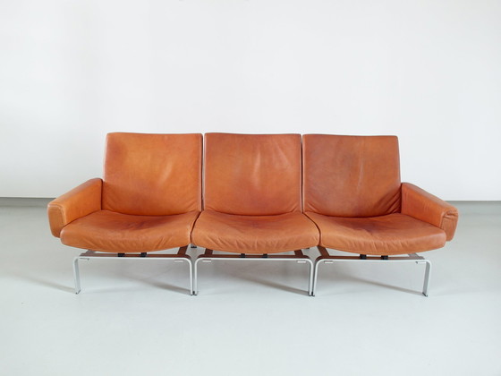 Image 1 of Patinated cognac leather sofa by Jørgen Høj for Niels Vitsøe Denmark ca. 1960