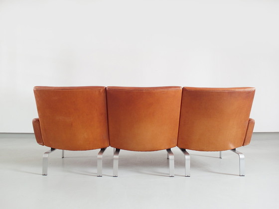 Image 1 of Patinated cognac leather sofa by Jørgen Høj for Niels Vitsøe Denmark ca. 1960