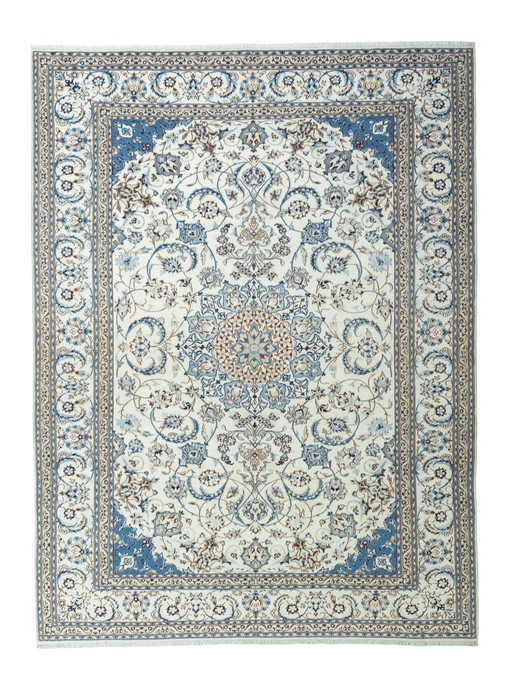 Hand-knotted Nain 9 La Persian Carpet With Silk - 341 X 256 Cm