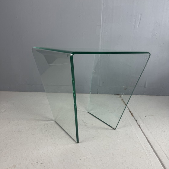 Image 1 of Mesa de centro/auxiliar de cristal posmoderna, década de 1980