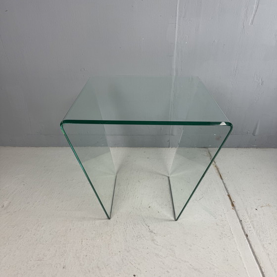 Image 1 of Mesa de centro/auxiliar de cristal posmoderna, década de 1980