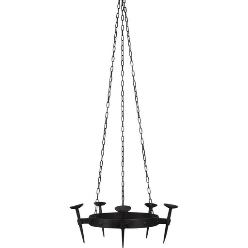 Mid-century wrought iron candelabra chandelier, 1950s