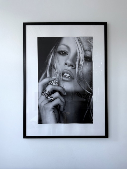 XL Wooden Framed Photo Of Kate Moss