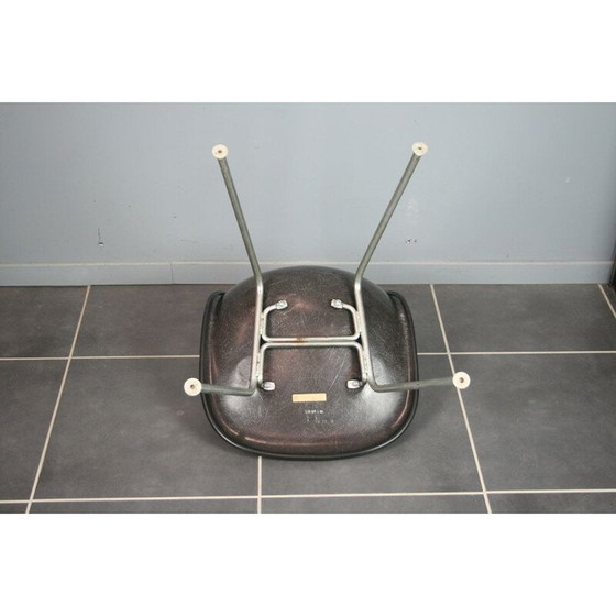 Image 1 of Sedia Dsx vintage in fibra nera e tessuto grigio di Charles &amp; Ray Eames per Herman Miller