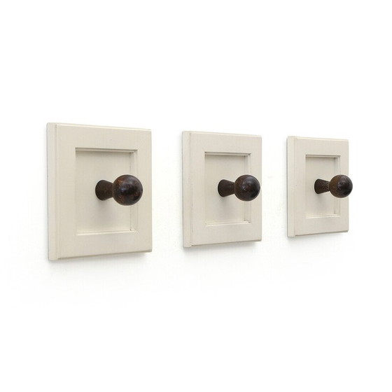 Image 1 of Set of 3 vintage wooden wall hooks, Italy 1970
