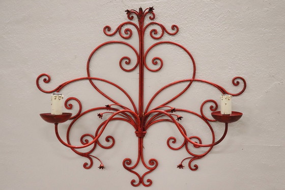 Image 1 of Red Lacquered Iron Wall Light