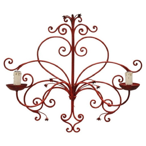 Red Lacquered Iron Wall Light