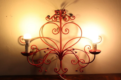 Red Lacquered Iron Wall Light