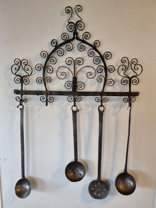 Antique Wrought Iron Kitchen Rack 19th Century