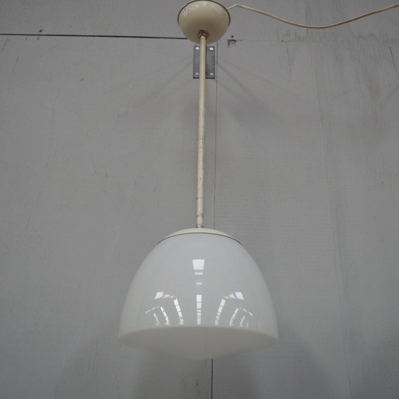 Image 1 of 2 x Gispen opaline glass pendant lamps