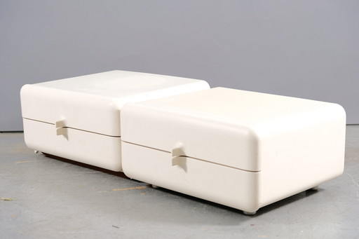 White Mid - Century Space Age sideboards, France, 1960s, set of 2