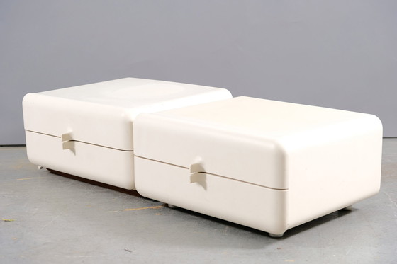 Image 1 of White Mid - Century Space Age sideboards, France, 1960s, set of 2