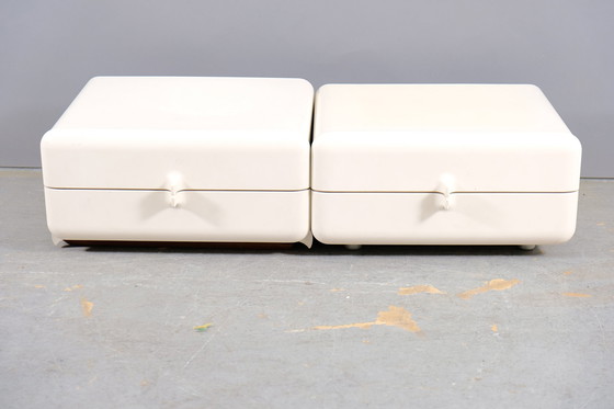 Image 1 of White Mid - Century Space Age sideboards, France, 1960s, set of 2