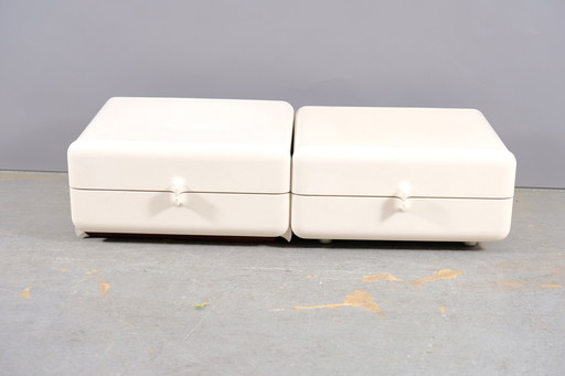 White Mid - Century Space Age sideboards, France, 1960s, set of 2