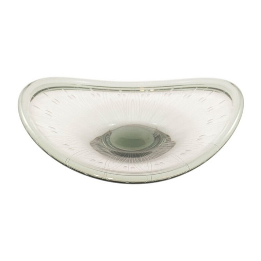Vintage smoked glass dish Selandia by Per Lütken, 1950