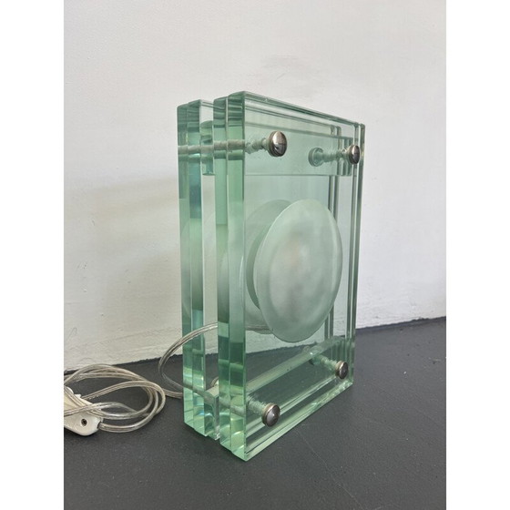 Image 1 of Vintage table lamp in thick glass, Italy 1970
