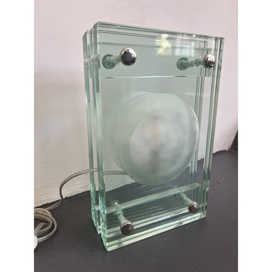 Image 1 of Vintage table lamp in thick glass, Italy 1970