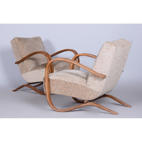 Image 1 of Pair of vintage beige H-269 armchairs by Jindrich Halabala for Up Zavody, Czechoslovakia 1930s