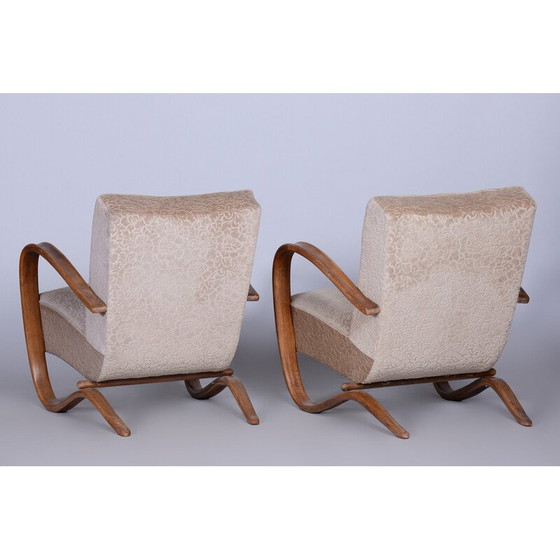 Image 1 of Pair of vintage beige H-269 armchairs by Jindrich Halabala for Up Zavody, Czechoslovakia 1930s