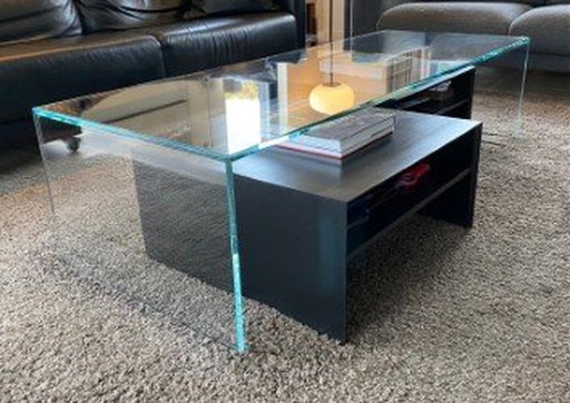 Glass Table With 2 Black Lacquered Tables Customized