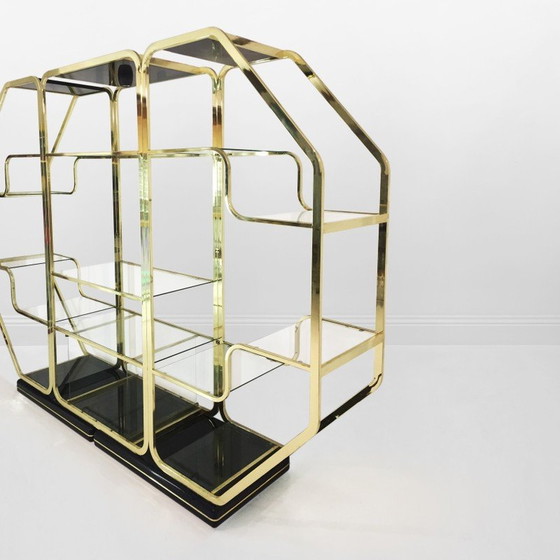 Image 1 of Vintage brass and glass display cabinet, 1970-1980s