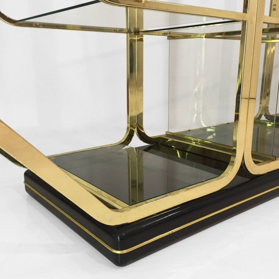 Image 1 of Vintage brass and glass display cabinet, 1970-1980s