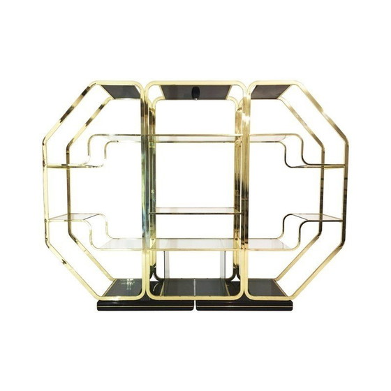 Image 1 of Vintage brass and glass display cabinet, 1970-1980s