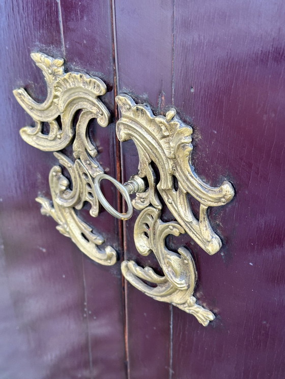 Image 1 of 1950'S Lacquered Wood and Brass Buffet Cabinet