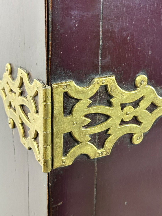 Image 1 of 1950'S Lacquered Wood and Brass Buffet Cabinet