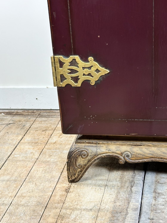 Image 1 of 1950'S Lacquered Wood and Brass Buffet Cabinet
