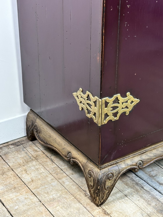 Image 1 of 1950'S Lacquered Wood and Brass Buffet Cabinet