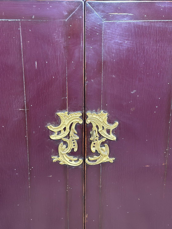 Image 1 of 1950'S Lacquered Wood and Brass Buffet Cabinet