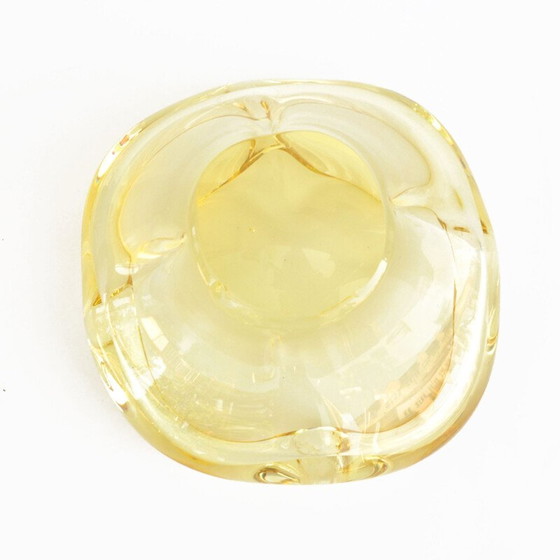 Image 1 of Vintage ashtray in yellow crystal glass by Miloslav Klinger for Zelezny Brod Sklo, 1960s