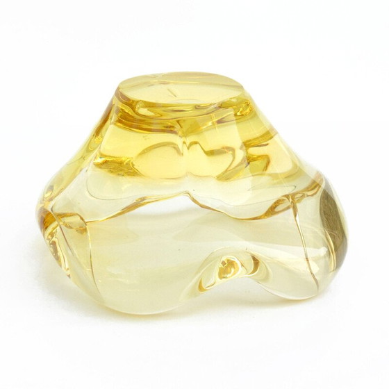 Image 1 of Vintage ashtray in yellow crystal glass by Miloslav Klinger for Zelezny Brod Sklo, 1960s