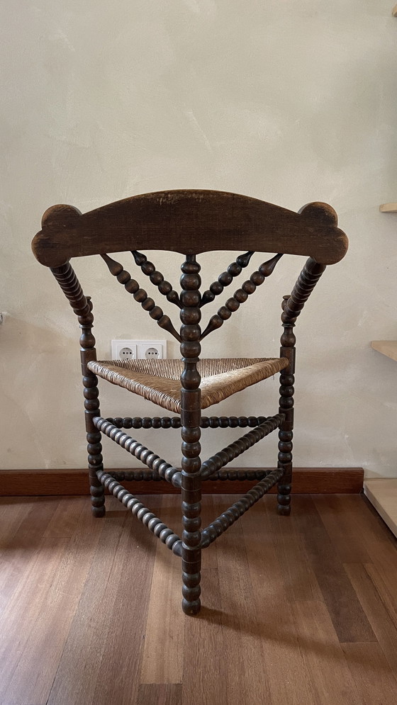 Image 1 of Bobbin Rush Seat Corner Chair