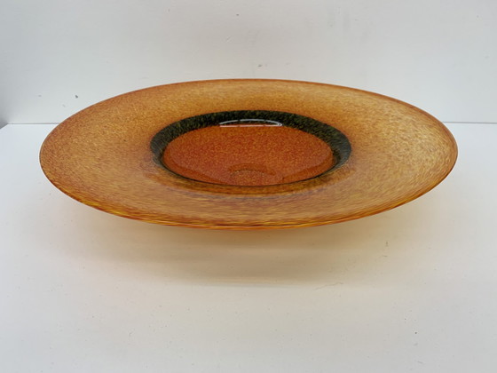 Image 1 of Orange Glass Design Fruit Bowl , 1990'S