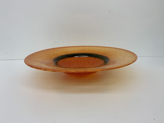 Image 1 of Orange Glass Design Fruit Bowl , 1990'S